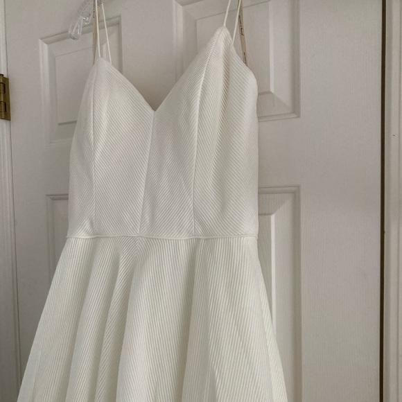 NWT BHLDN Jenny Yoo Piper Fit Flare Ribbed Wedding Dress with Train L375 - Picture 2 of 13